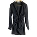 Choosy Crosby Black Long Sleeve Tie Front Plunge V-Neck Mini Dress Size 0