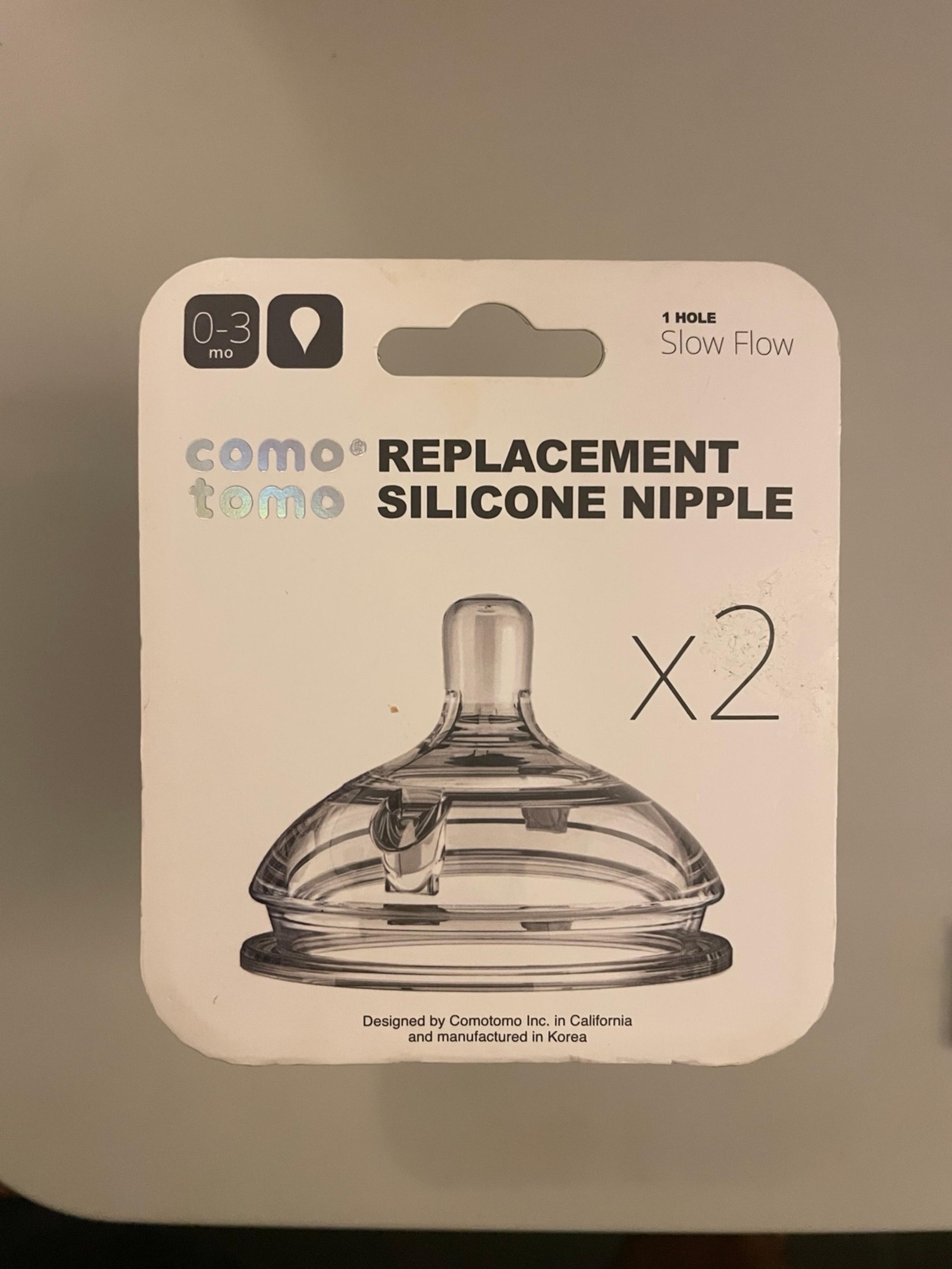 Comotomo Silicone Replacement Nipple, Slow Flow, 0-3 Months