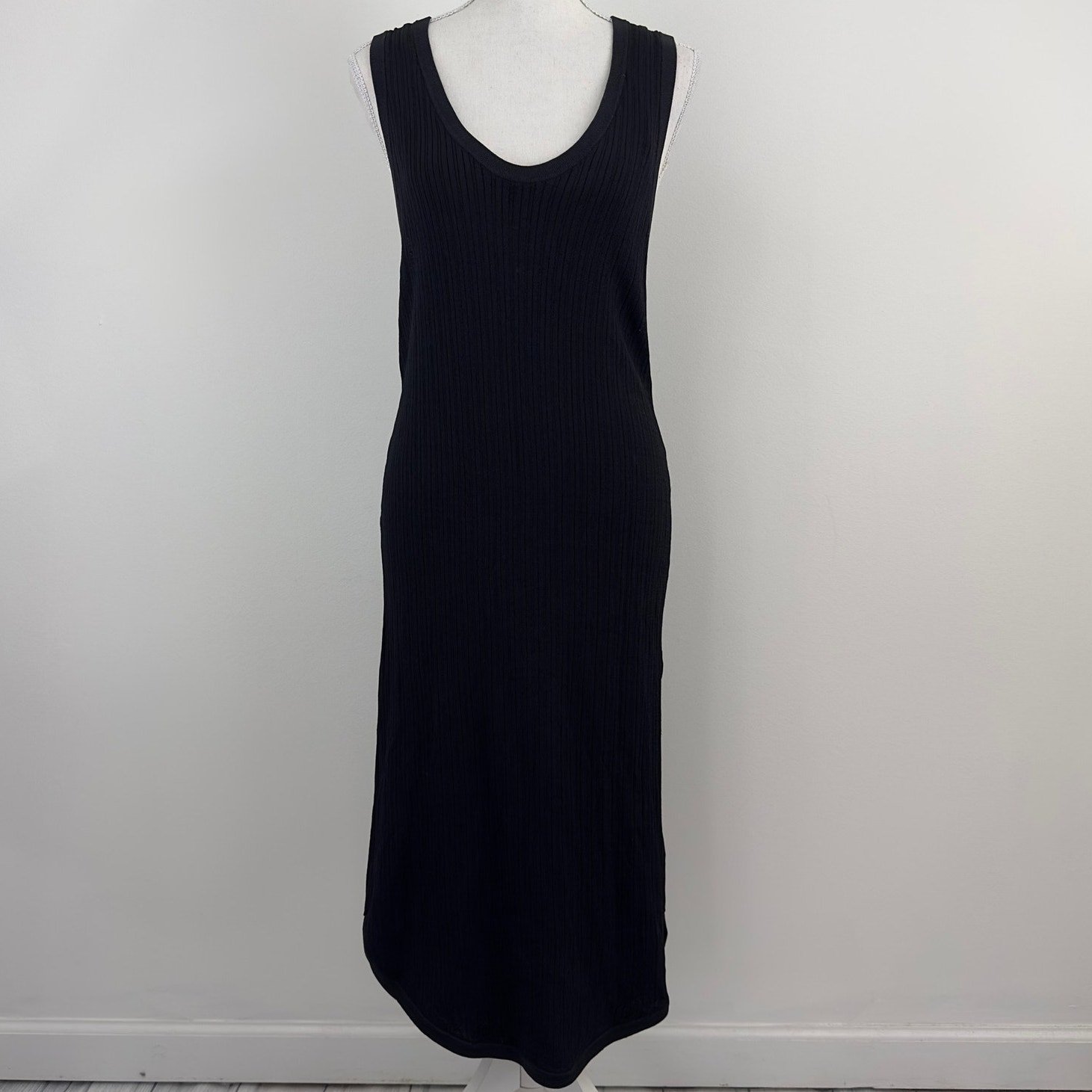 DKNY black Ribbed Midi tank dress