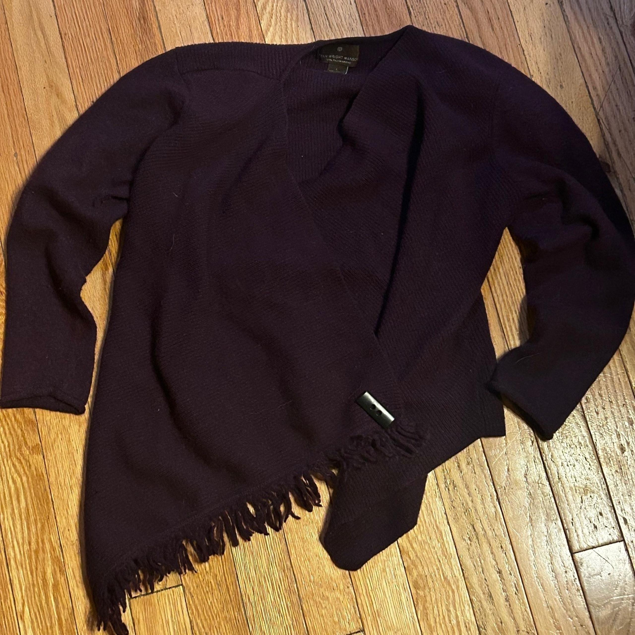 Penn Wright Manson 100% Murano Wool Cardigan Sweater Wine Color Size Large