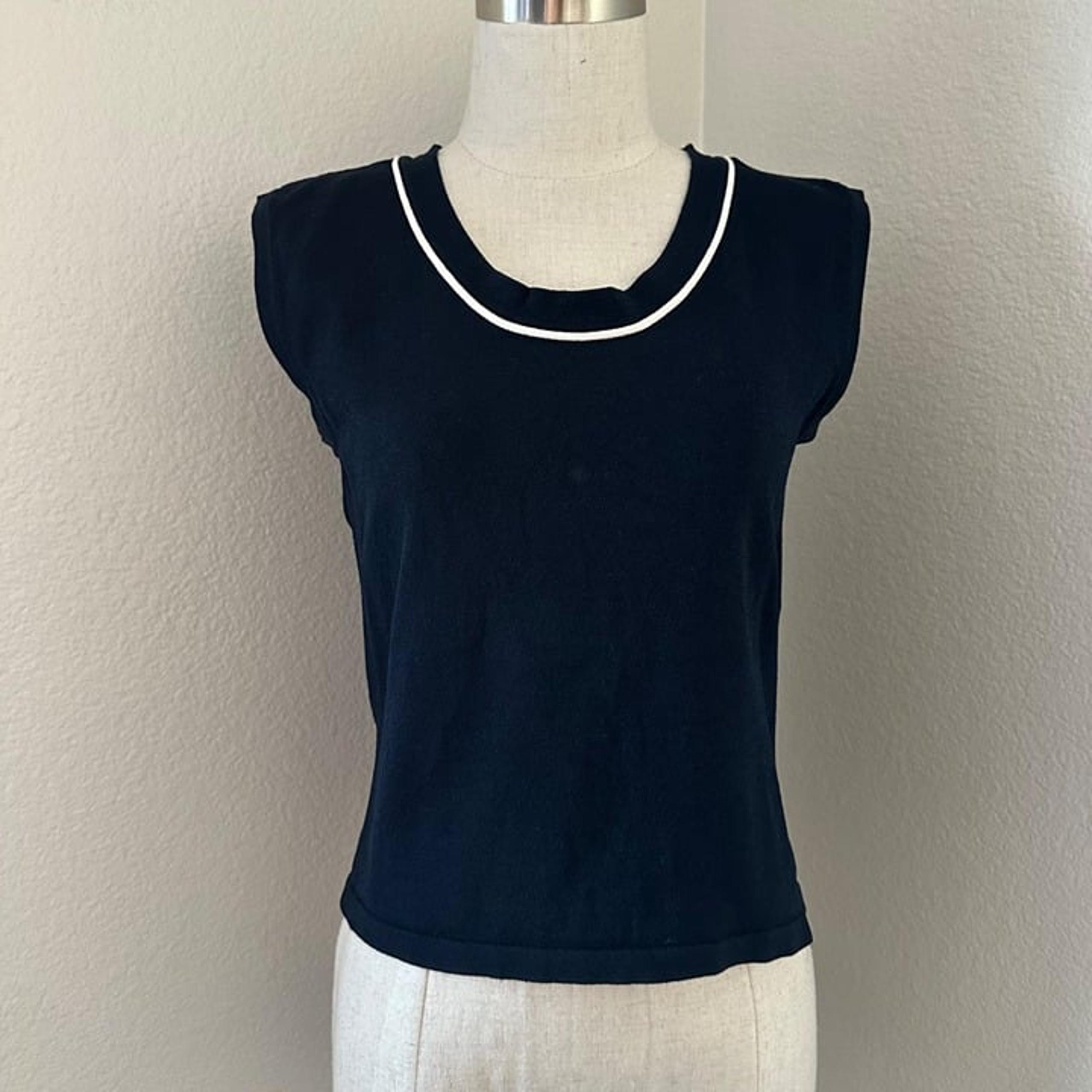 Jones New York Knit Pullover Sleeveless Top Scoop Neck Minimalist Black Sz M