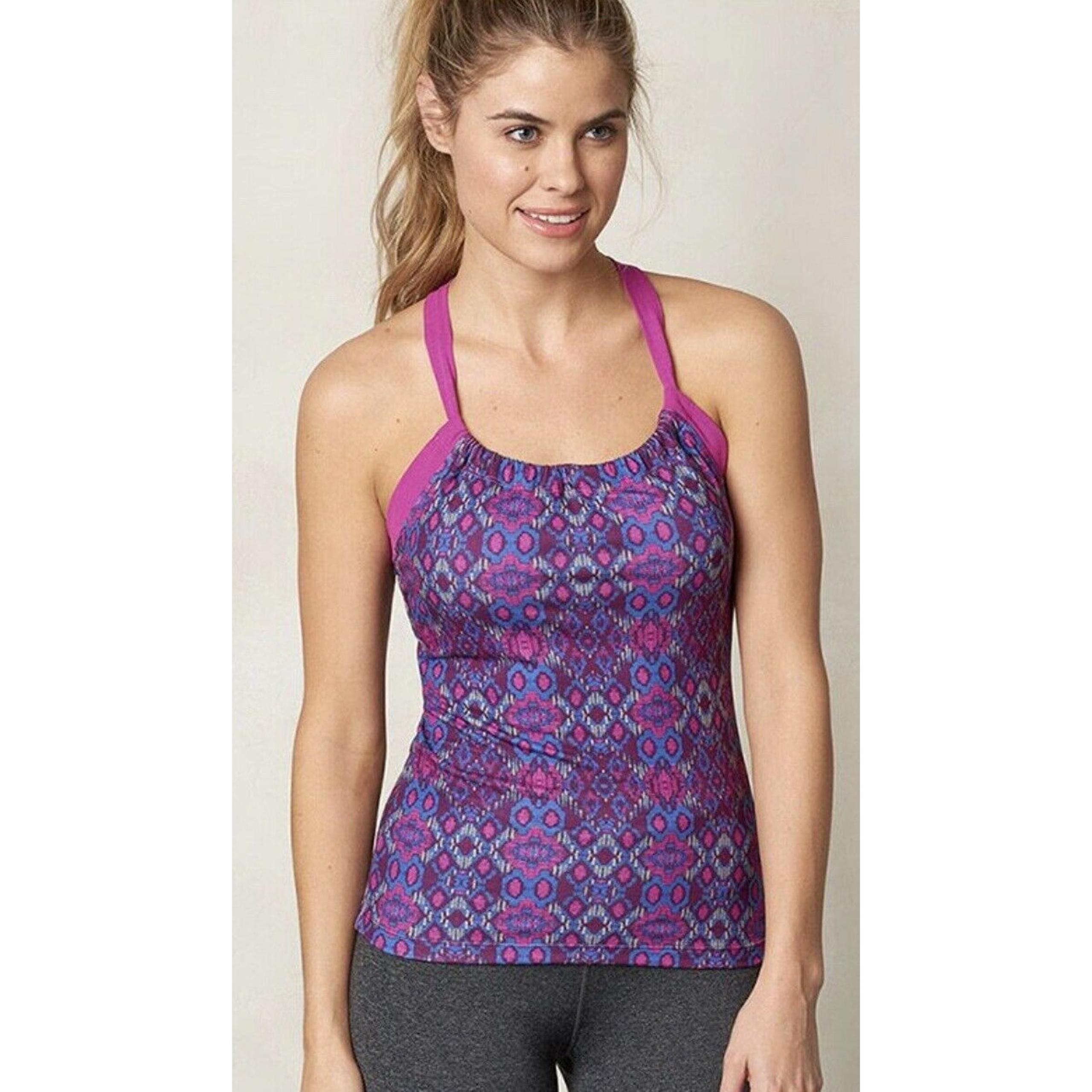 NWT Women's Sz Small Prana Quinn Veeda Top Tank Blue Purple Shelf Bra Strappy