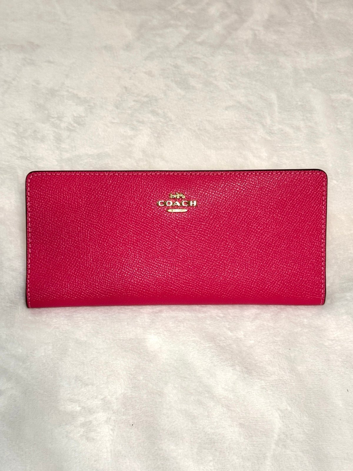 Coach Crossgrain Slim Wallet Bold Pink