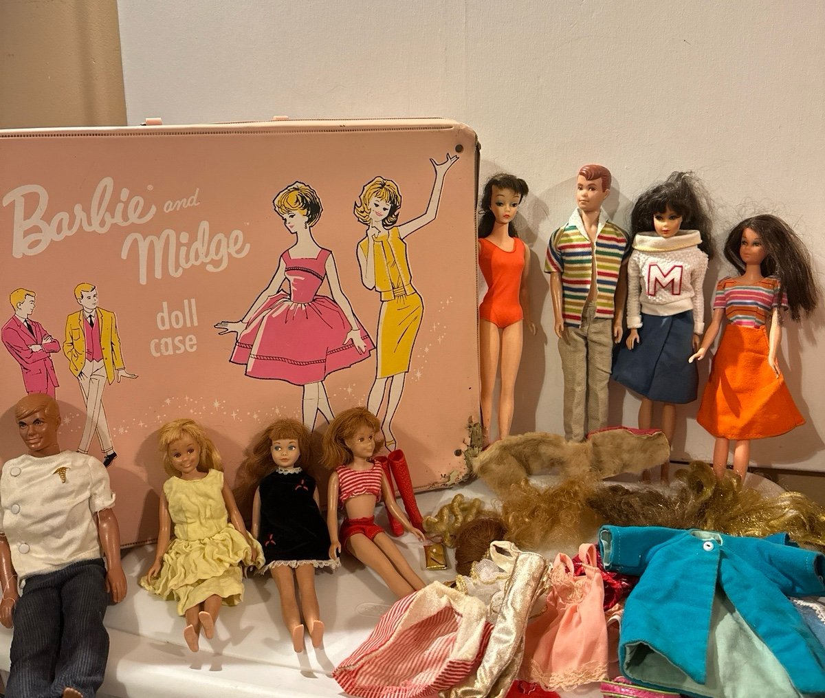 Huge 1960’s Barbie and Friends Lot including Allan and Doll Case