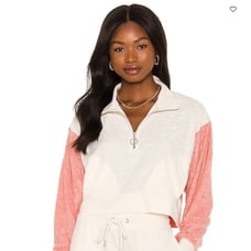 L * Space Best Life Terry Pullover, Cream/Pink, #BSLPO22, Size XL, 49
