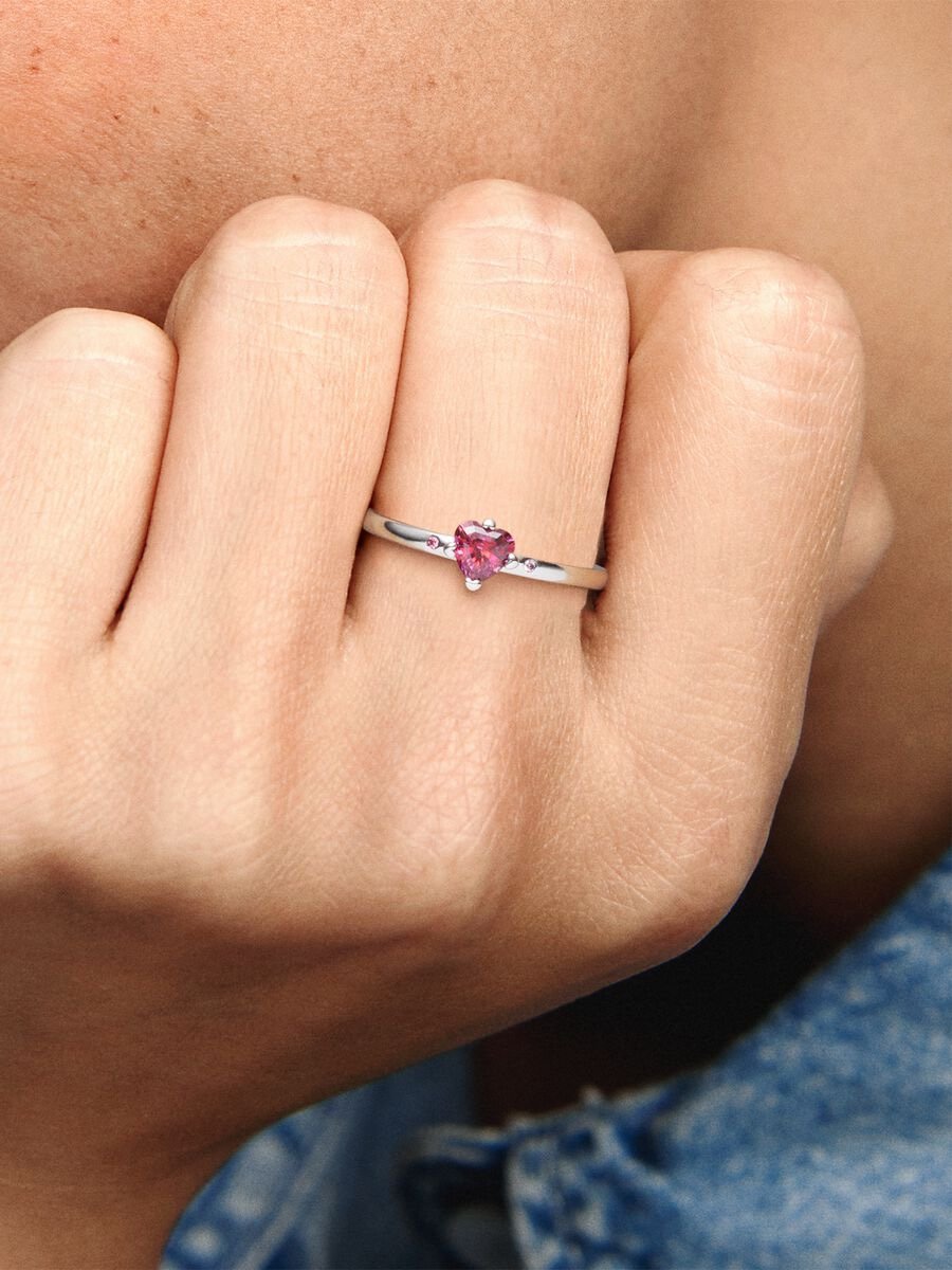 Pandora Sparkling Red Heart Ring