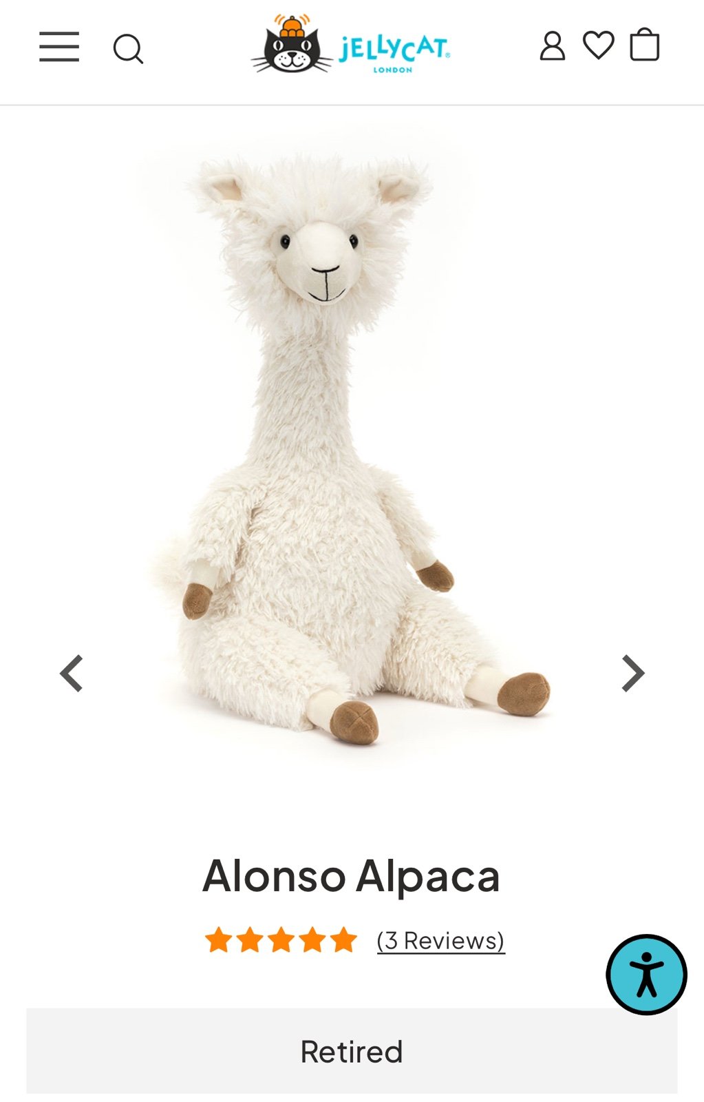 Jellycat Alonso Alpaca (Retired - Rare!)