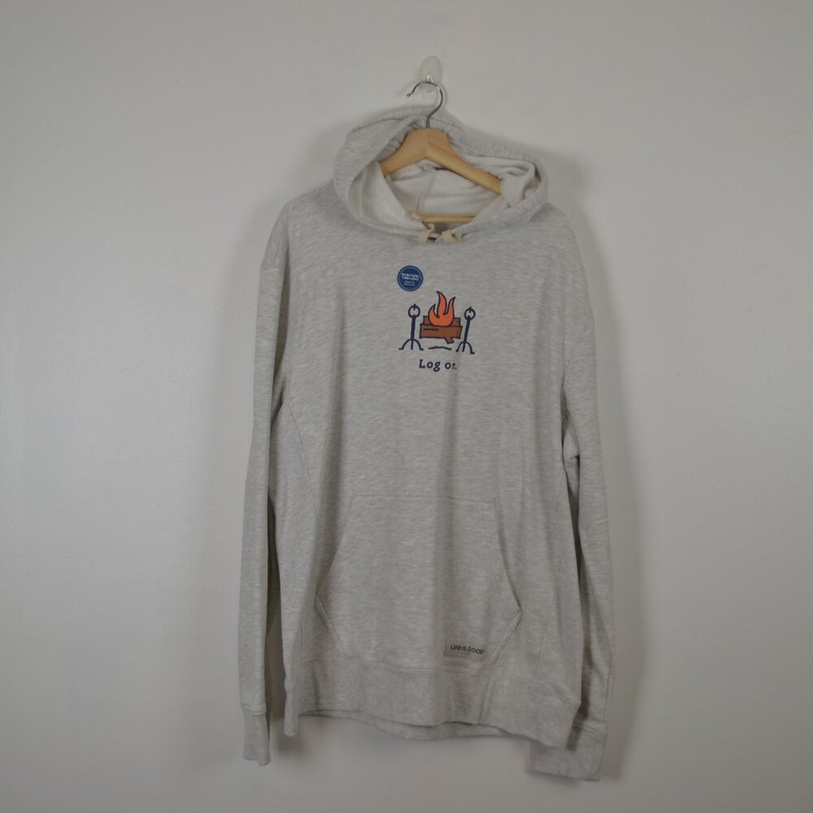 Life Is Good Sweatshirt Hoodie Womens XL Pullover Kangaroo Pocket Activewear