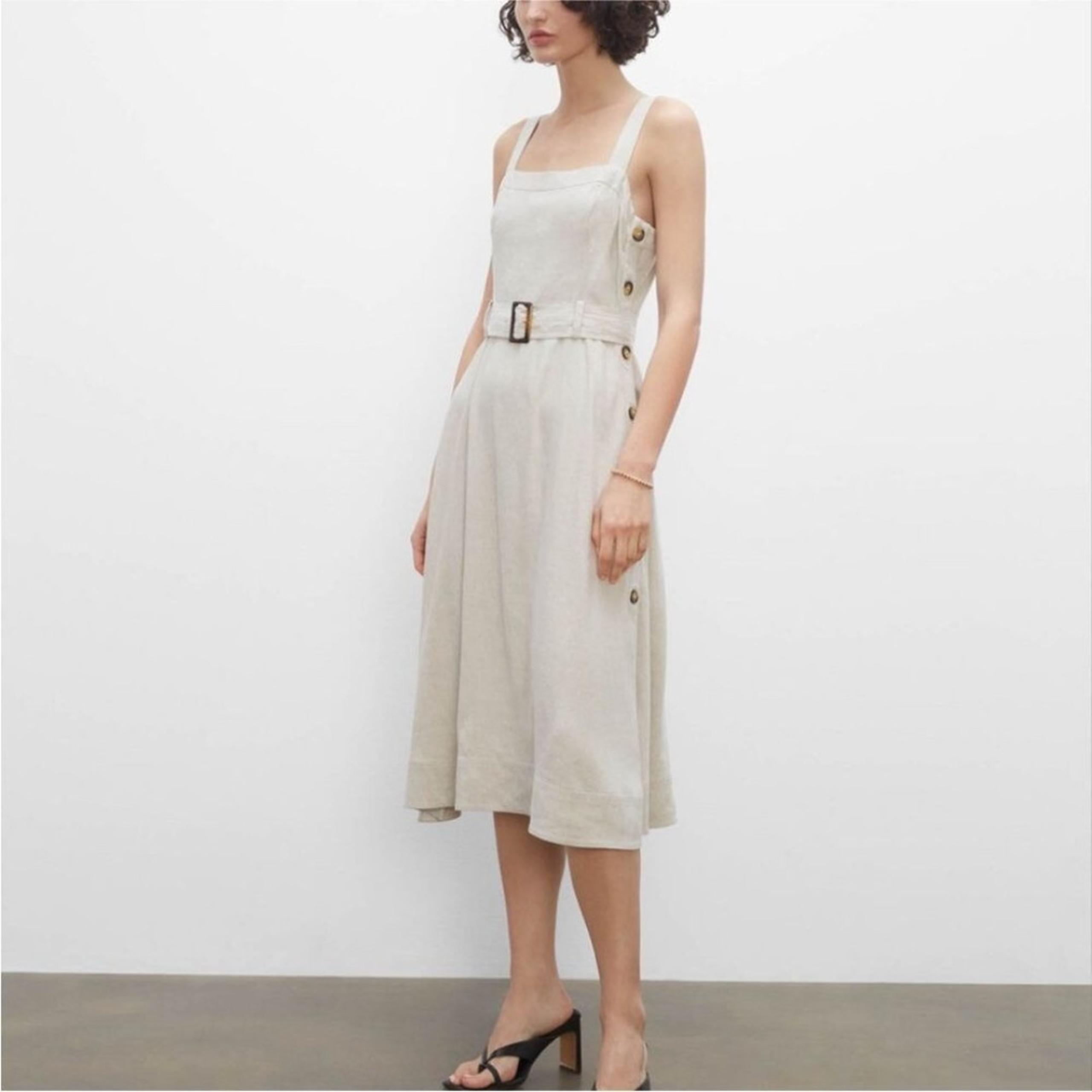 Club Monaco Side Button Linen Midi Dress