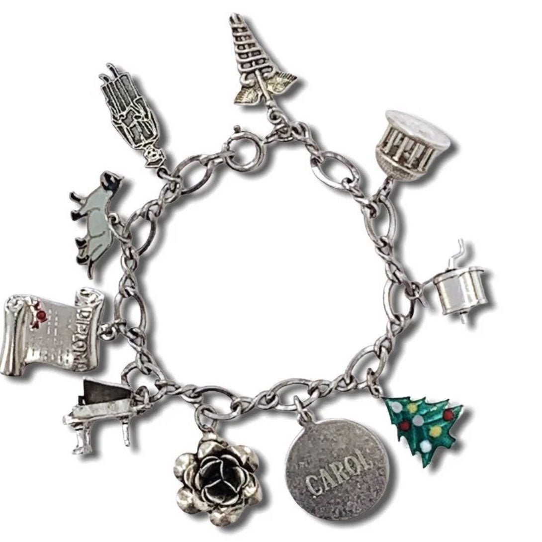 Vintage silver charm bracelet