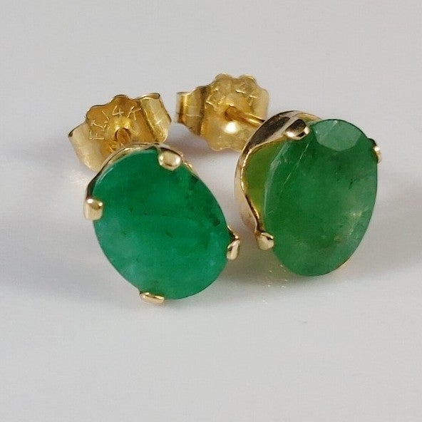 14K Green Stone Earrings