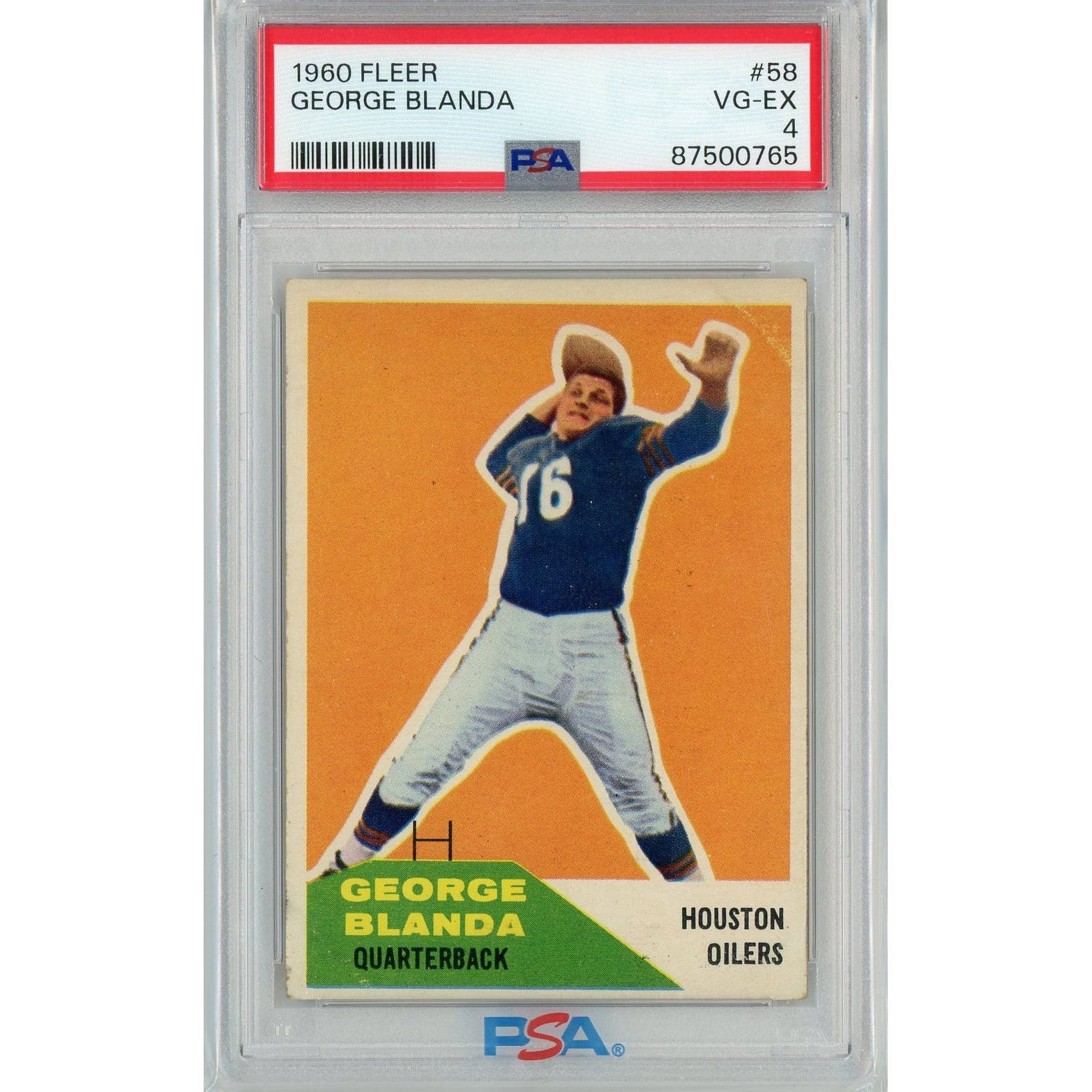 Graded 1960 Fleer George Blanda #58 Card PSA 4 VG-EX