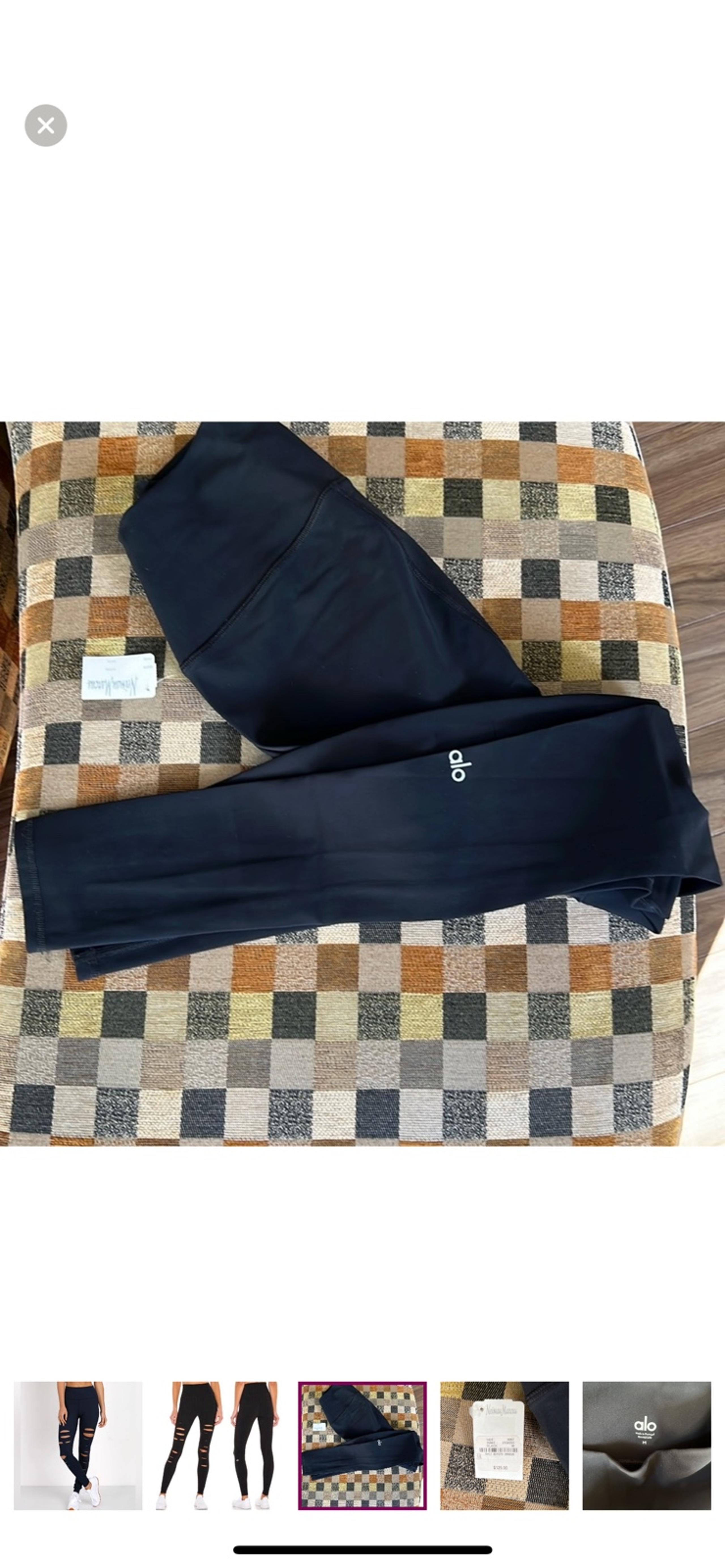 NWT Alo Yoga Women's High Waist Ripped Warrior Black Leggings