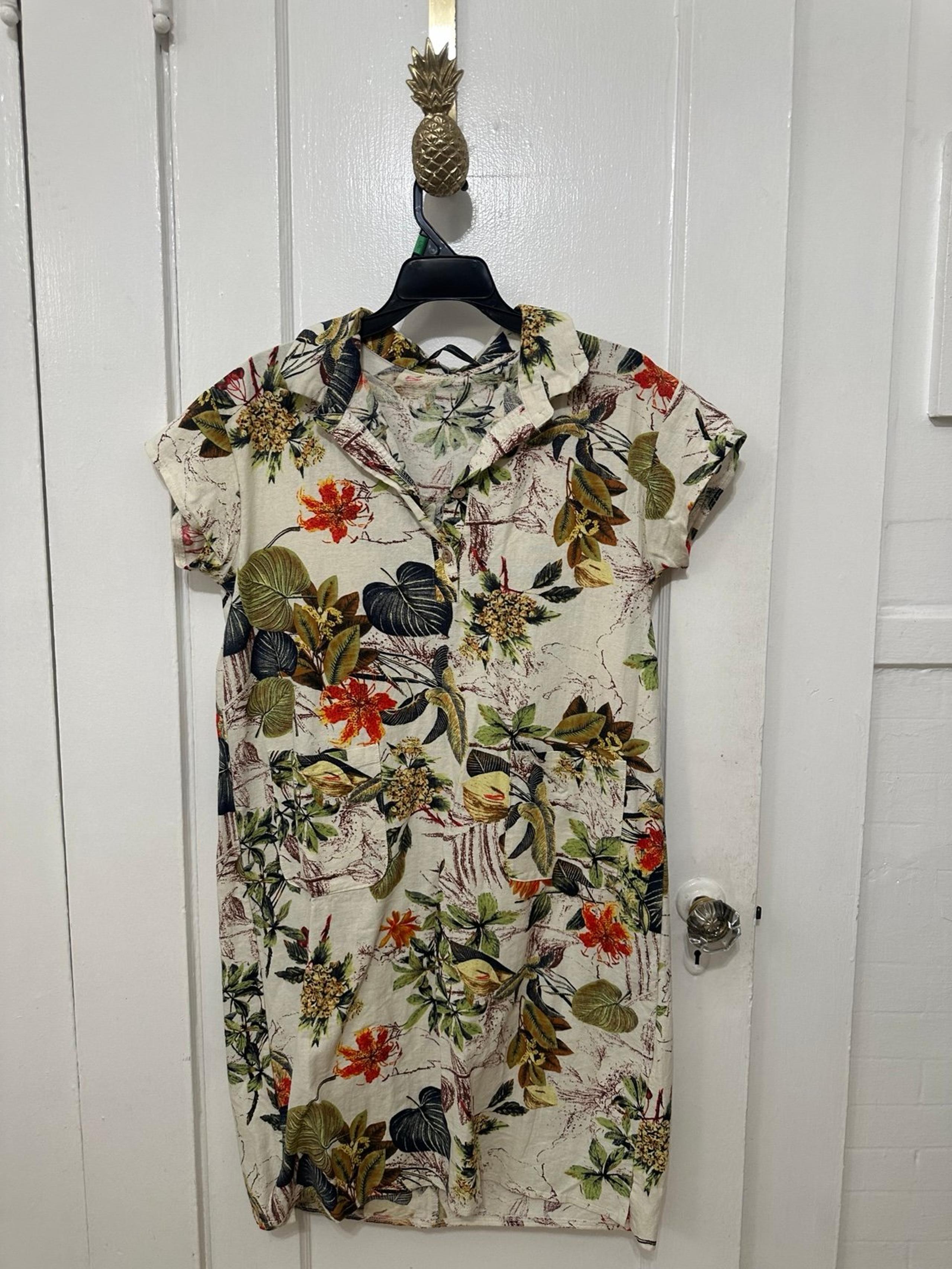 Zanzea Floral Button-Front Shirt Dress - Size M