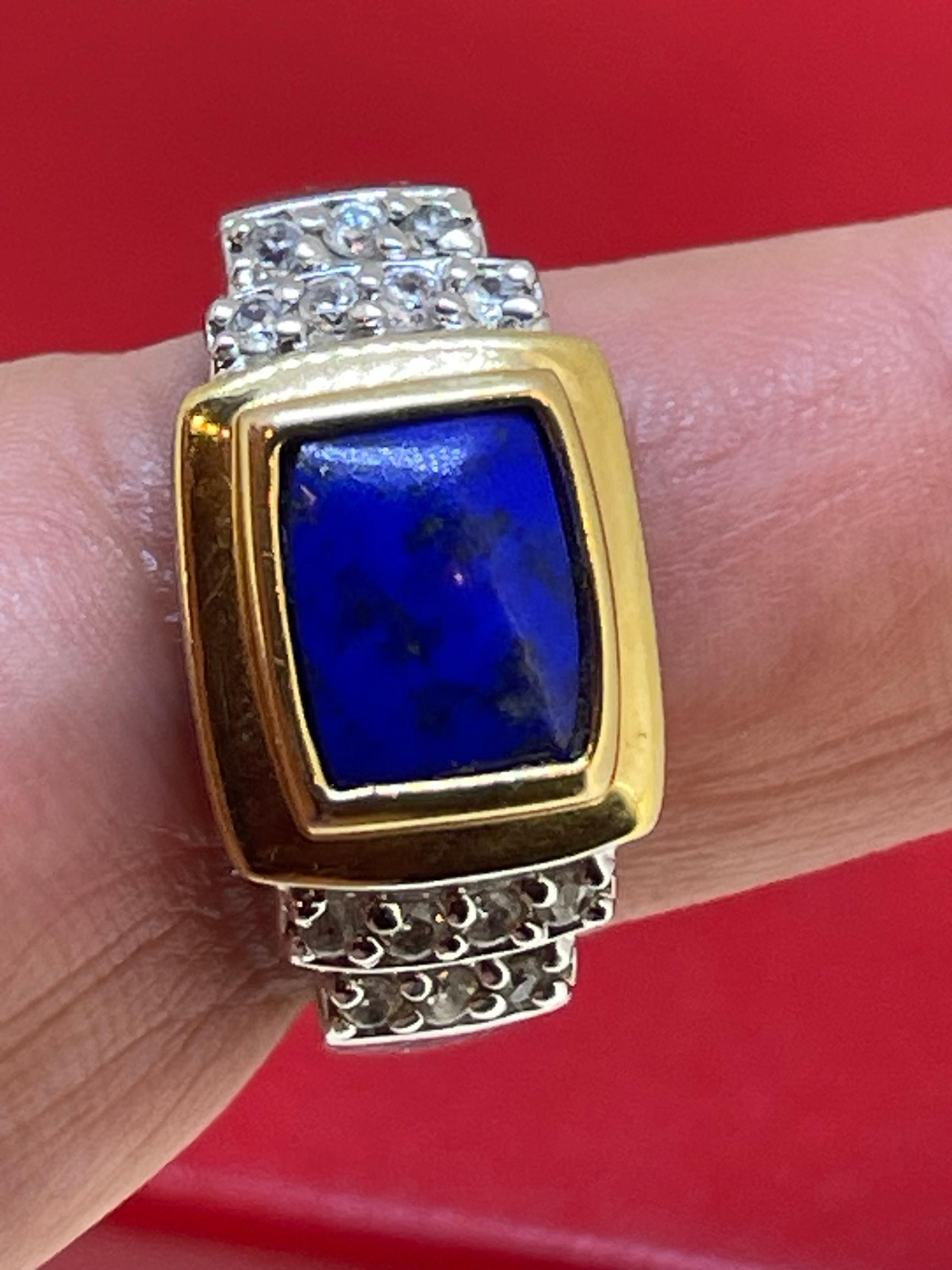 Ross-Simons Lapis Ring in Sterling Silver and Yellow Gold Plated Size 9.5
