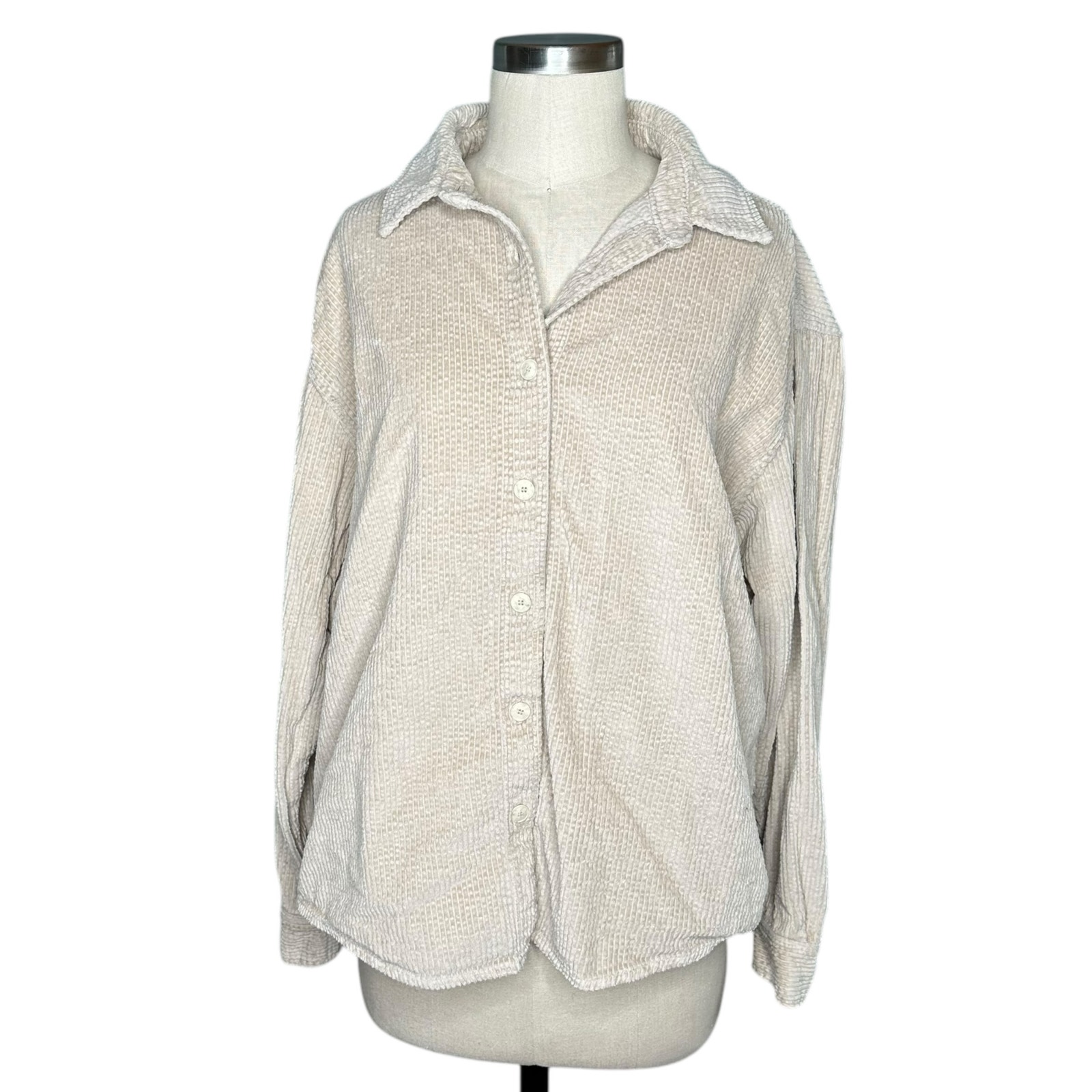 AMERICAN VINTAGE Corduroy Padow Shirt Button Front Women's Size XS/S Mastic