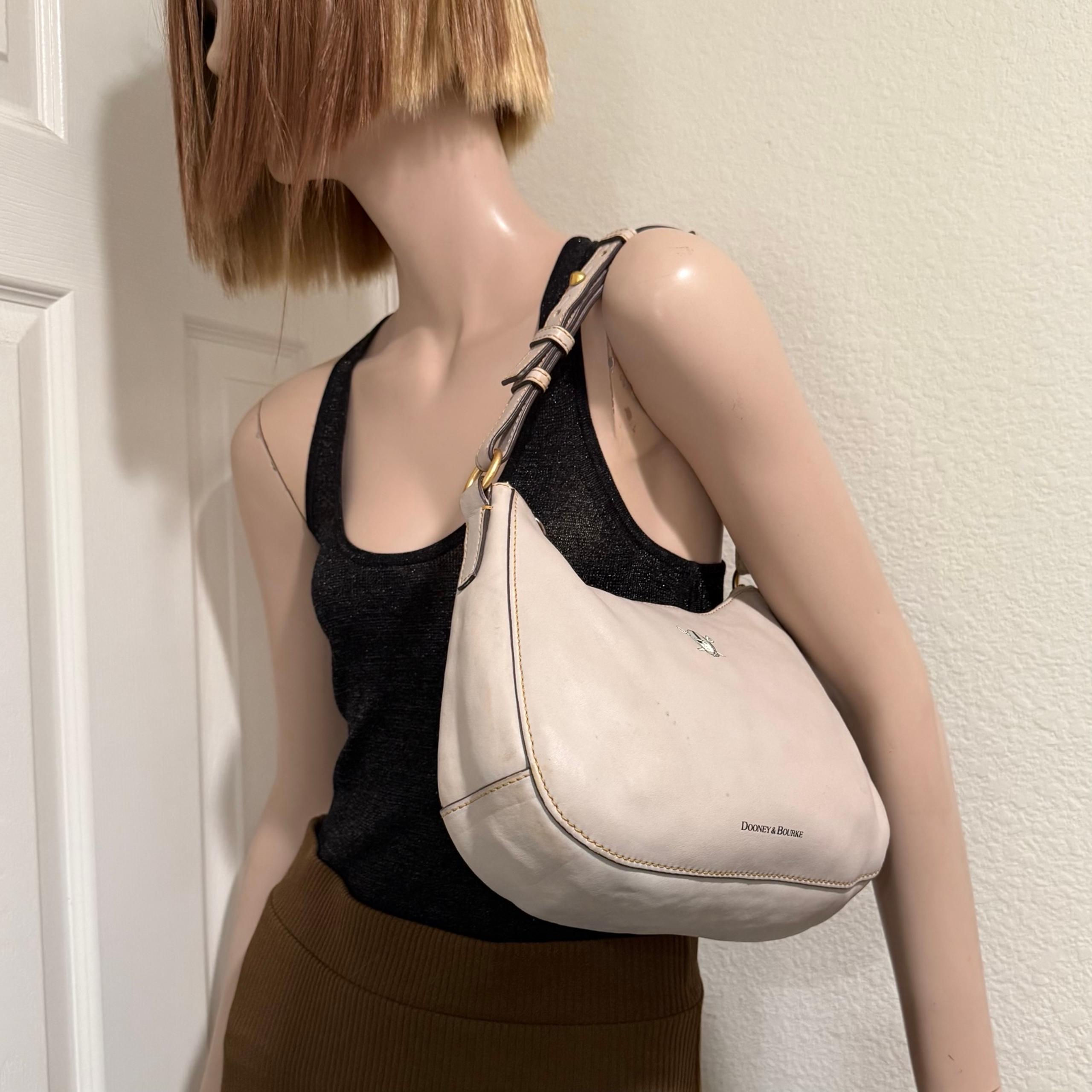 DOONEY & BOURKE NFL Raiders Small Kiley Hobo Leather Ecru Shoulder Bag