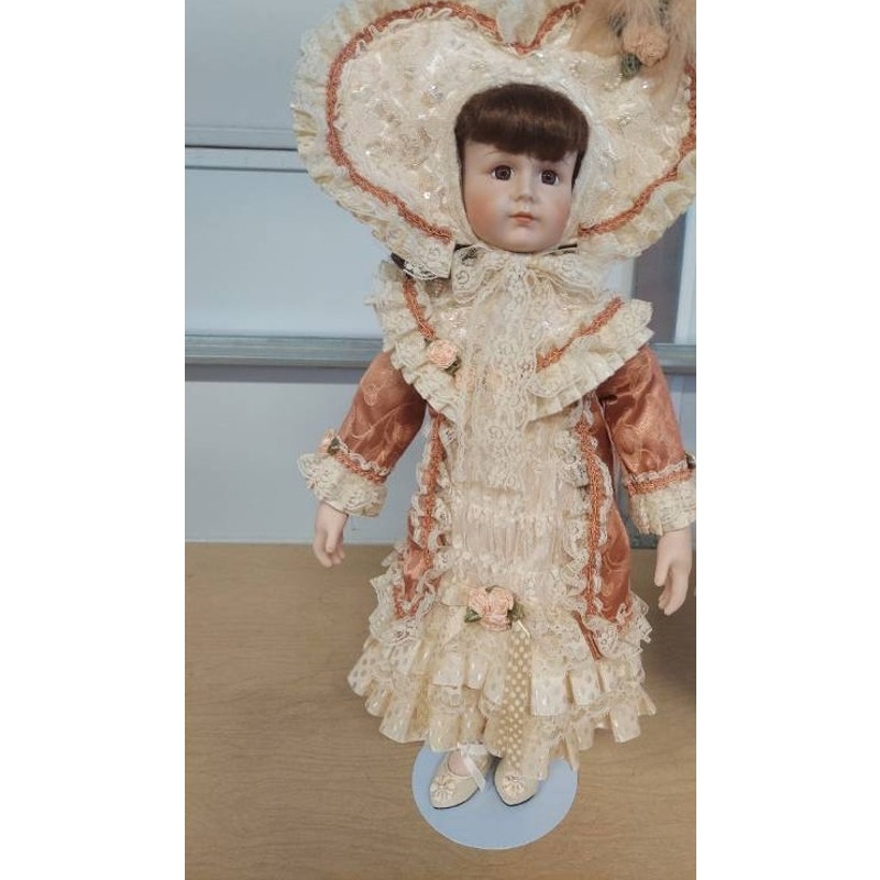 Franklin Heirloom Porcelain Victorian Doll 22” with stand