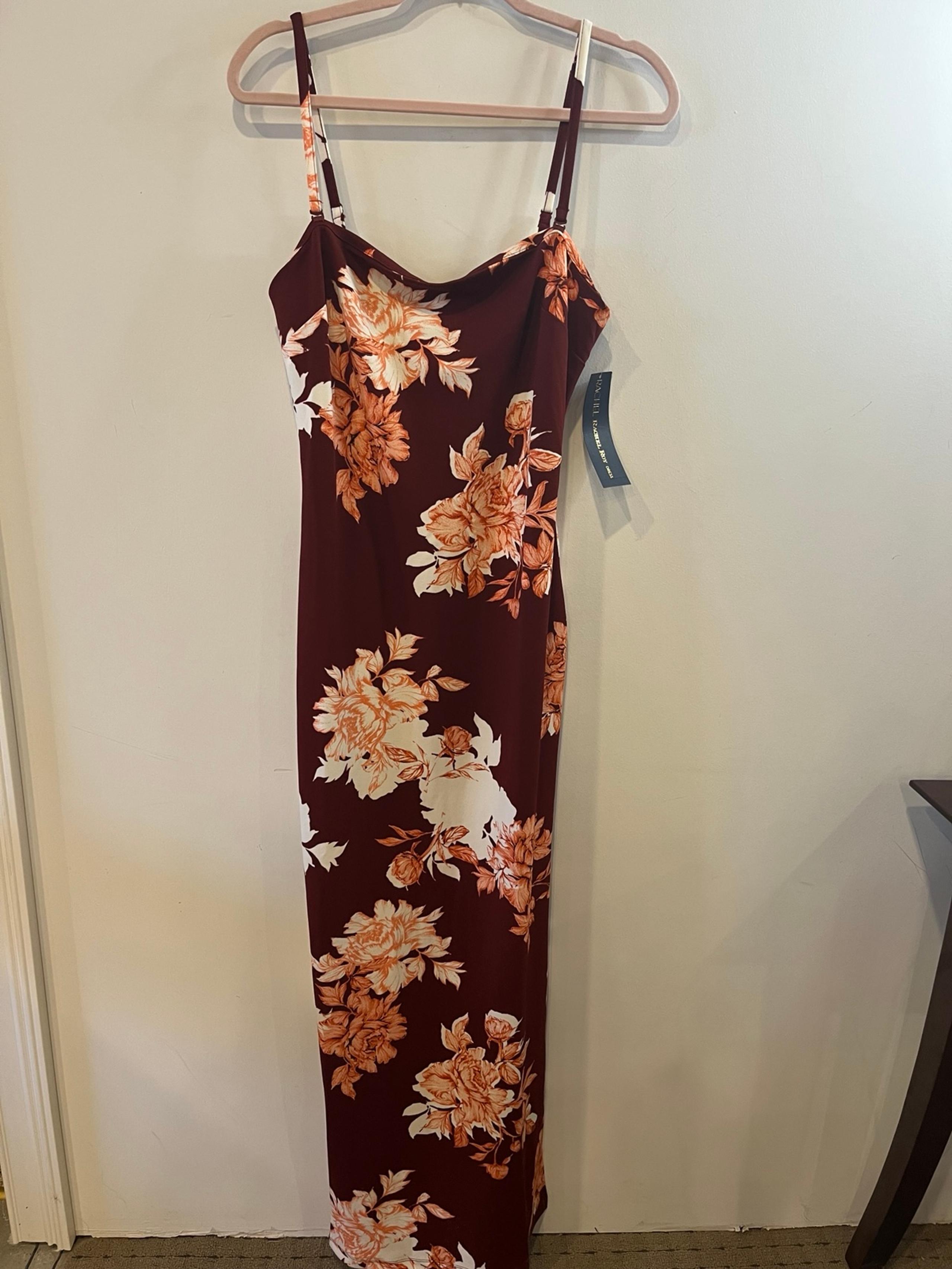 RACHEL ROY DRESS WOMENS SIZE LARGE FLORAL SLIP DRESS NWT BURGUNDY MAXI DRESS