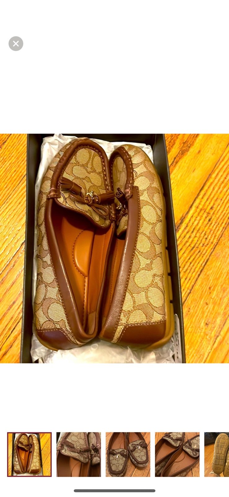 Coach C print loafers with bow