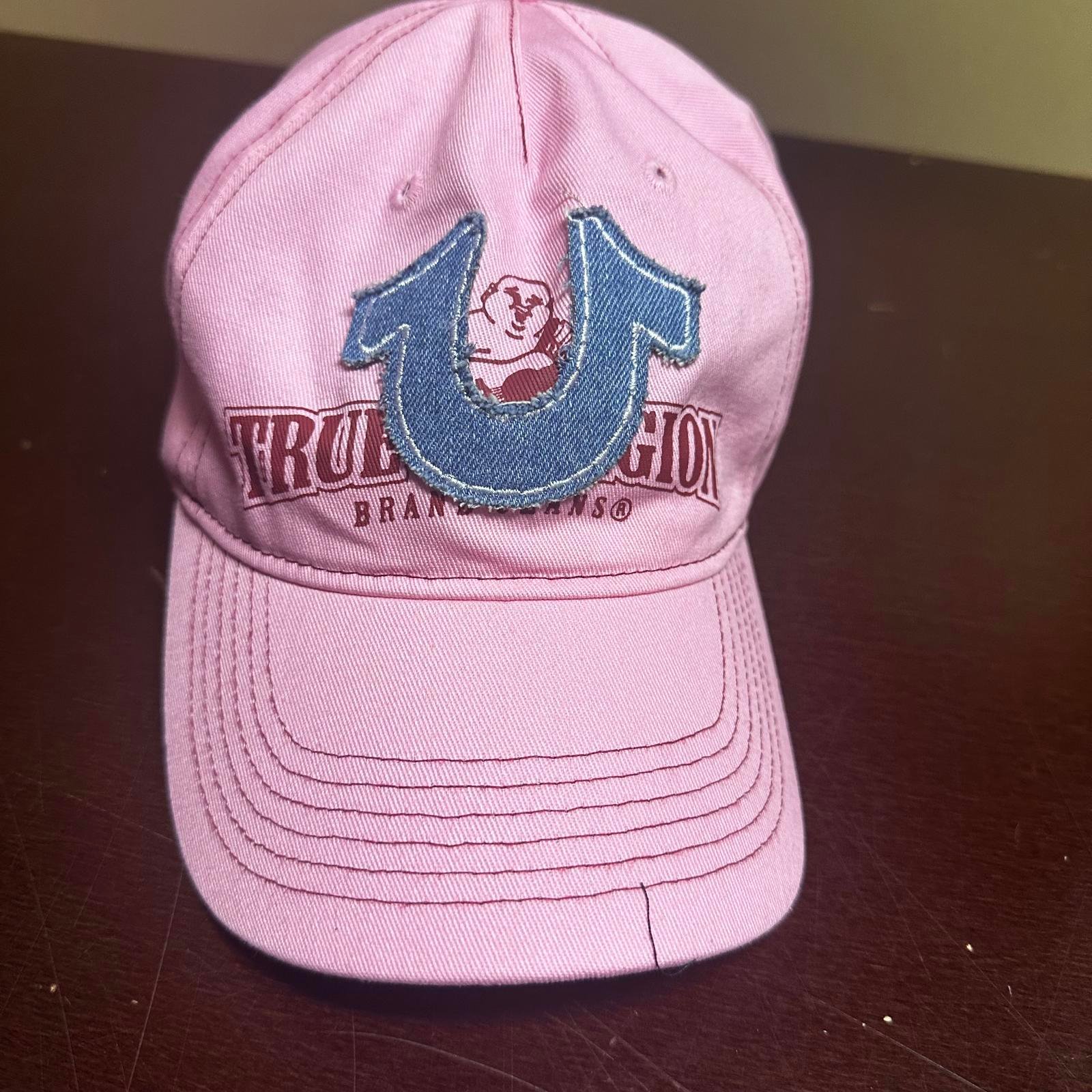 True religion, pink blue, unisex, strap back dad hat