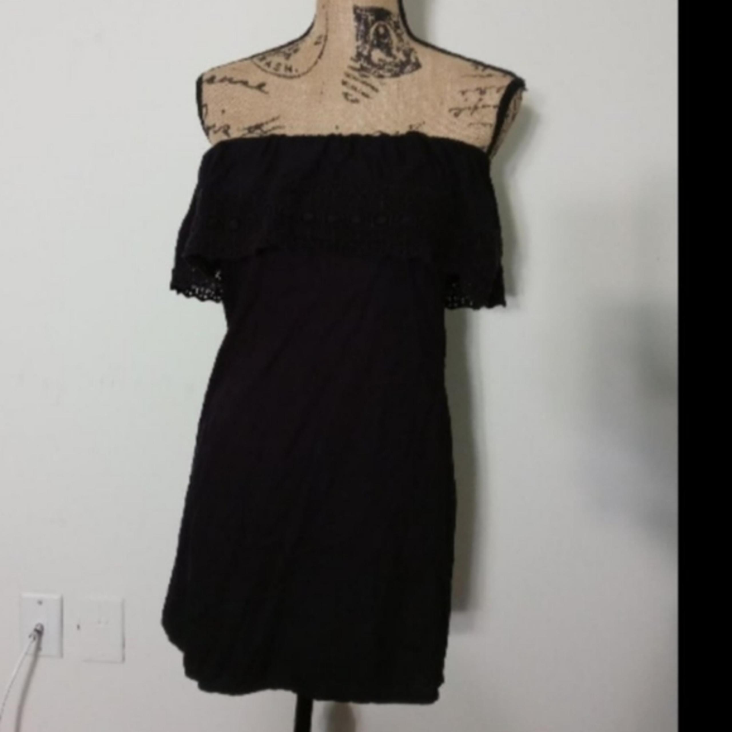 Hollister Womens Off the Shoulder Black Mini Dress