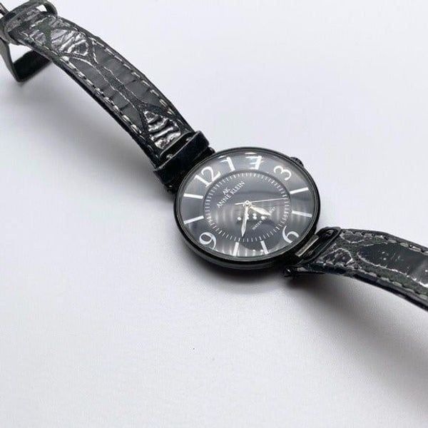 Anne Klein Leather Banded Gunmetal watch