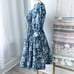 Perry Walker The Grace Blue Floral Short Puff Sleeves Cotton Mini Dress Medium