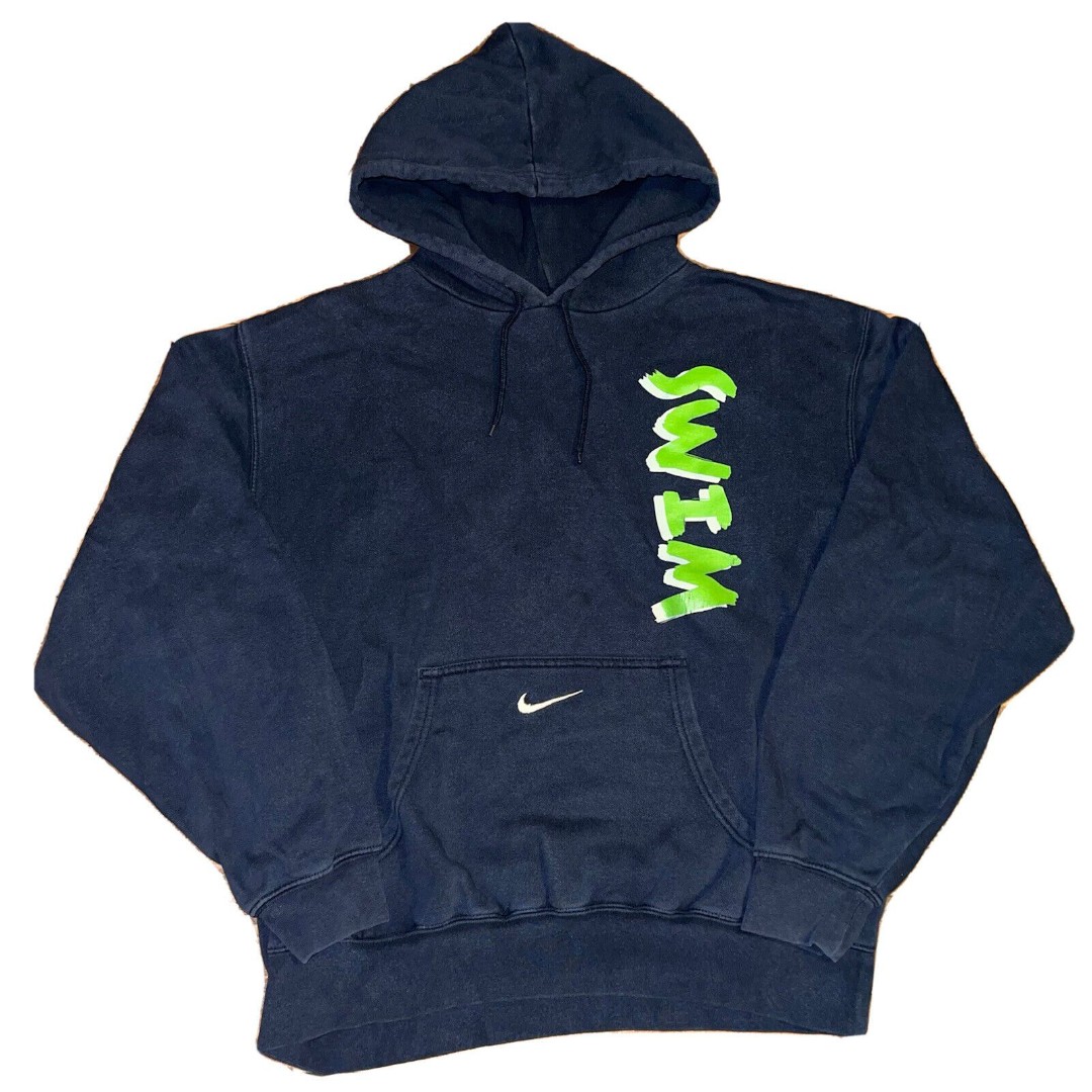 Vintage Nike Center Swoosh Swim Hoodie Sweatshirt Size Medium RARE