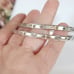 Vintage Silver Etched Star Burst Bangle Bracelet Set of 2