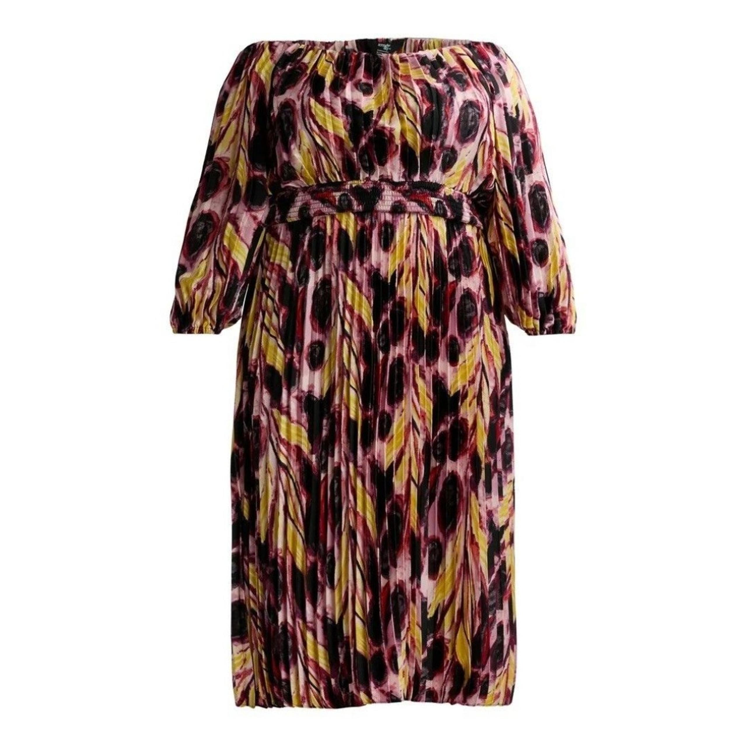 Terra & Sky Black Label Women’s Plus Size Pleated Off The Shoulder Midi 3X