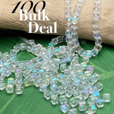 100 Austrian Crystals Cube Beads AB CLEAR BULK BUY DIY JEWELRY MAKING LOT