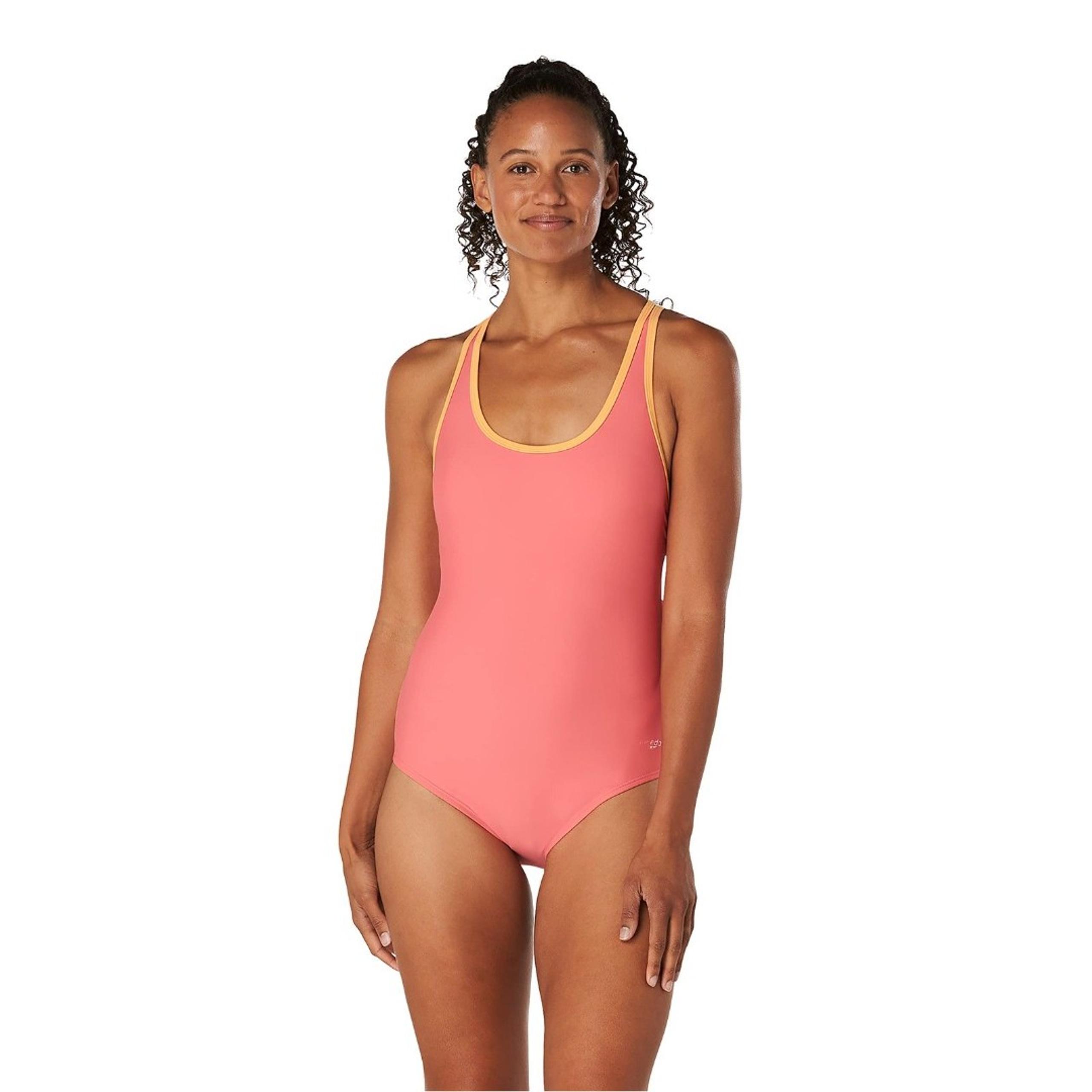 Speedo Women's Swimsuit Double Strap Racerback One Piece High Cut 12 NWOT