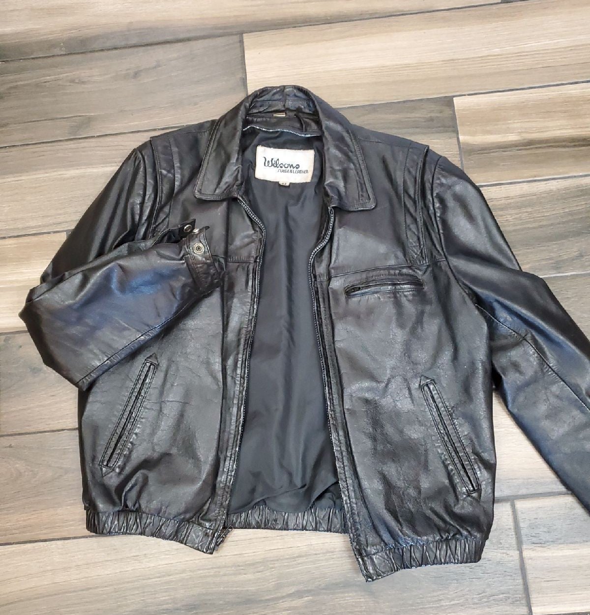 Wilson Leather Moto Jacket 42/L Blk, 5 pockets