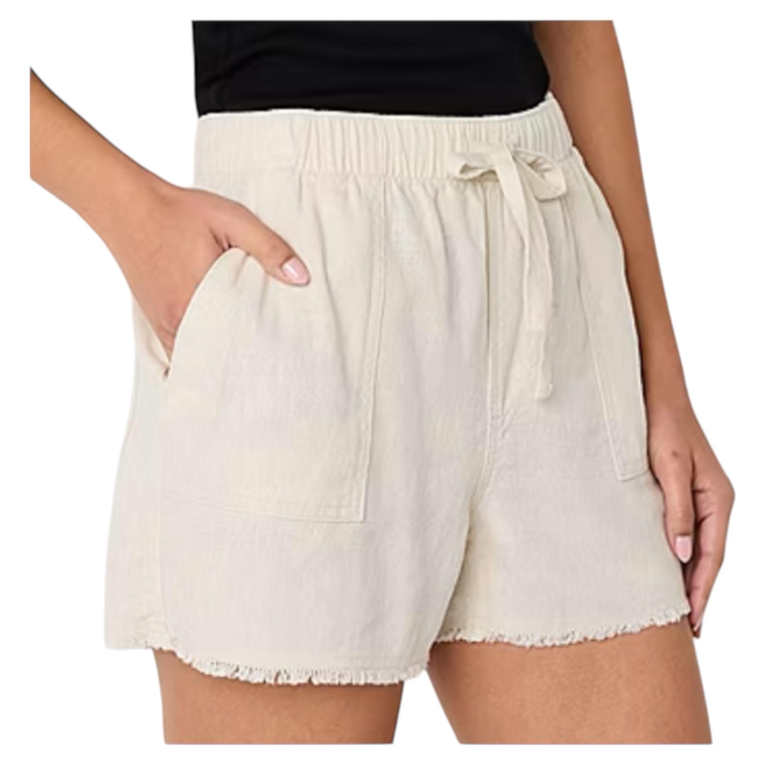 New! a.n.a Womens Utility Mid Rise 3 1/2" Linen Blend Pull-On Short size Medium