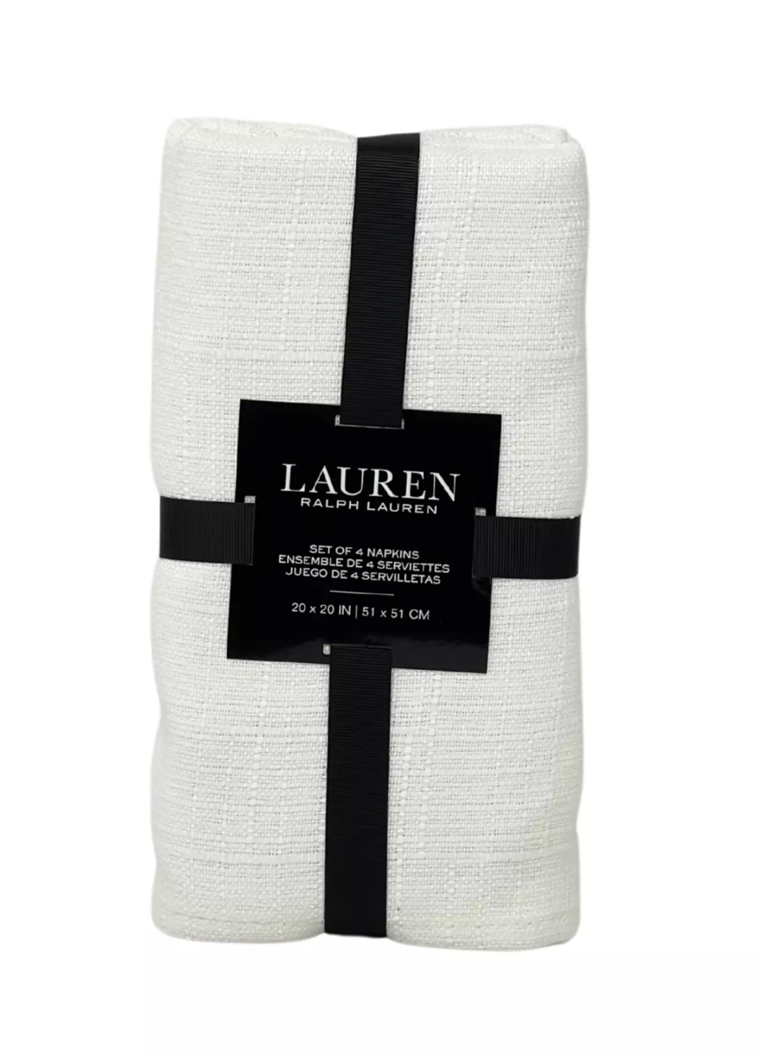 RALPH LAUREN  Set of FOUR  20" x 20" Holland White Textured Designer Napkins NEW