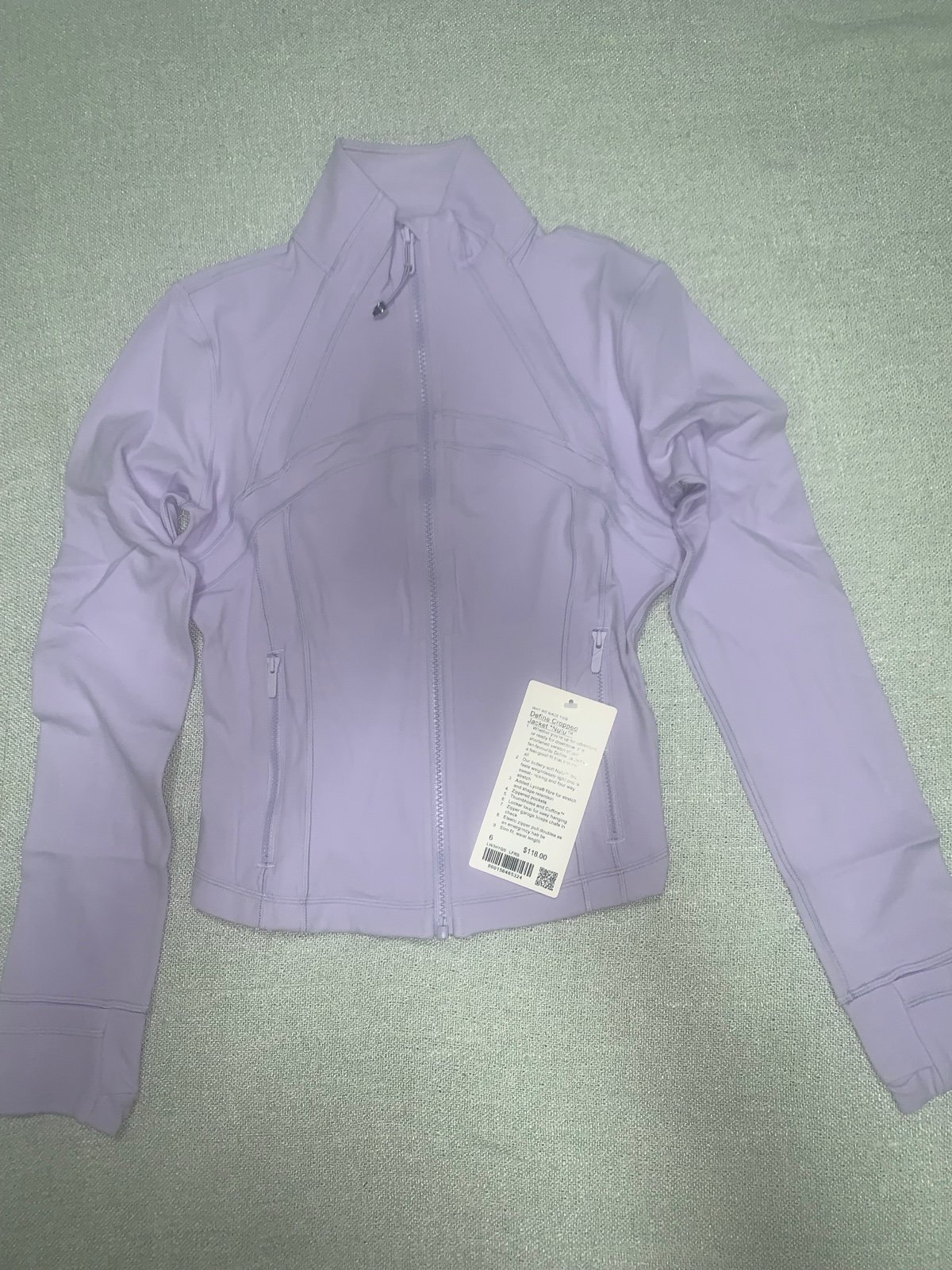 Lululemon NWT Define Cropped Jacket Nulu size 6 Lavender Frost