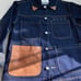 NWOT H&M /Nyden x Dr. Woo Embroidered Denim Jacket with Brown Leather Trim in M