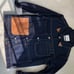 NWOT H&M /Nyden x Dr. Woo Embroidered Denim Jacket with Brown Leather Trim in M