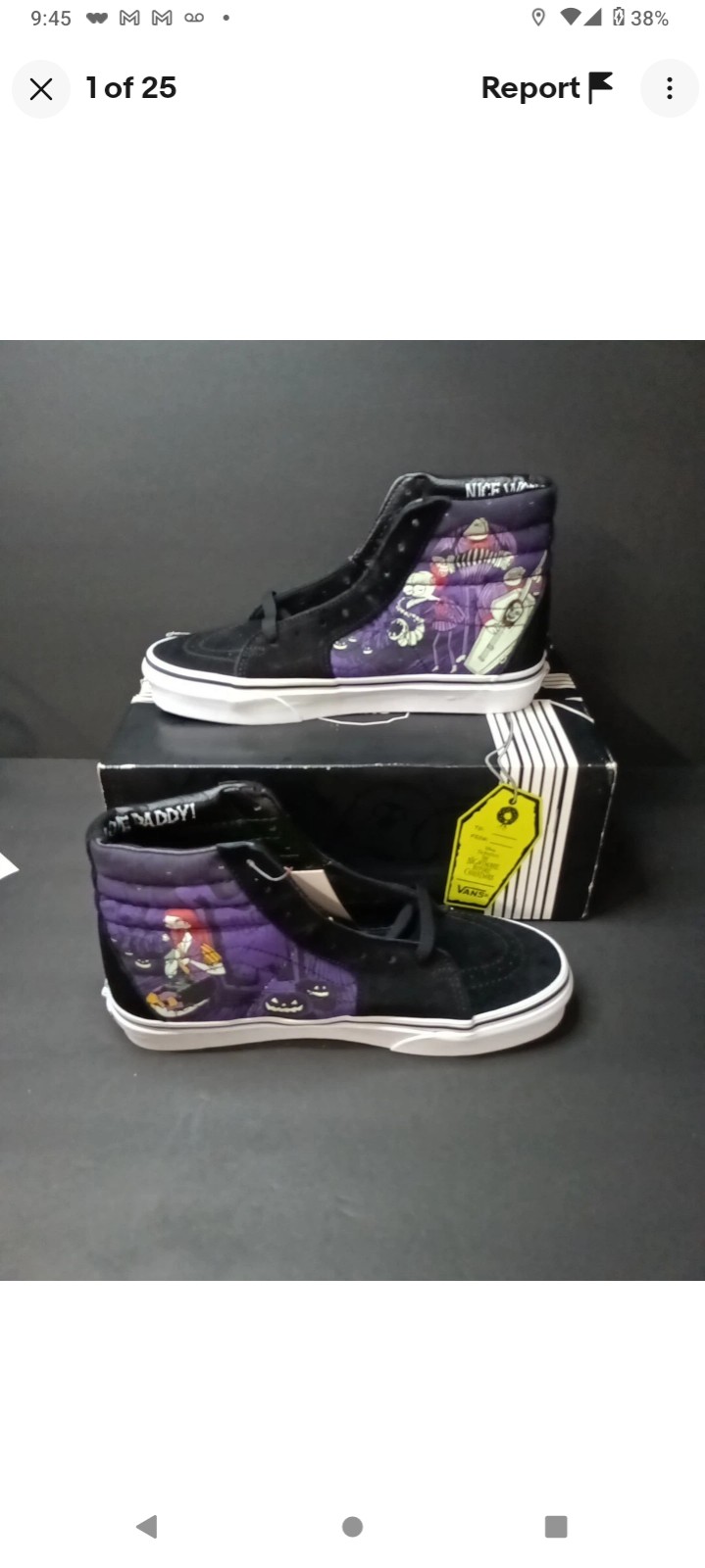 VANS - ( Rare ) GITD Nightmare Before Christmas Sk8-Hi Jack Lament Size 7