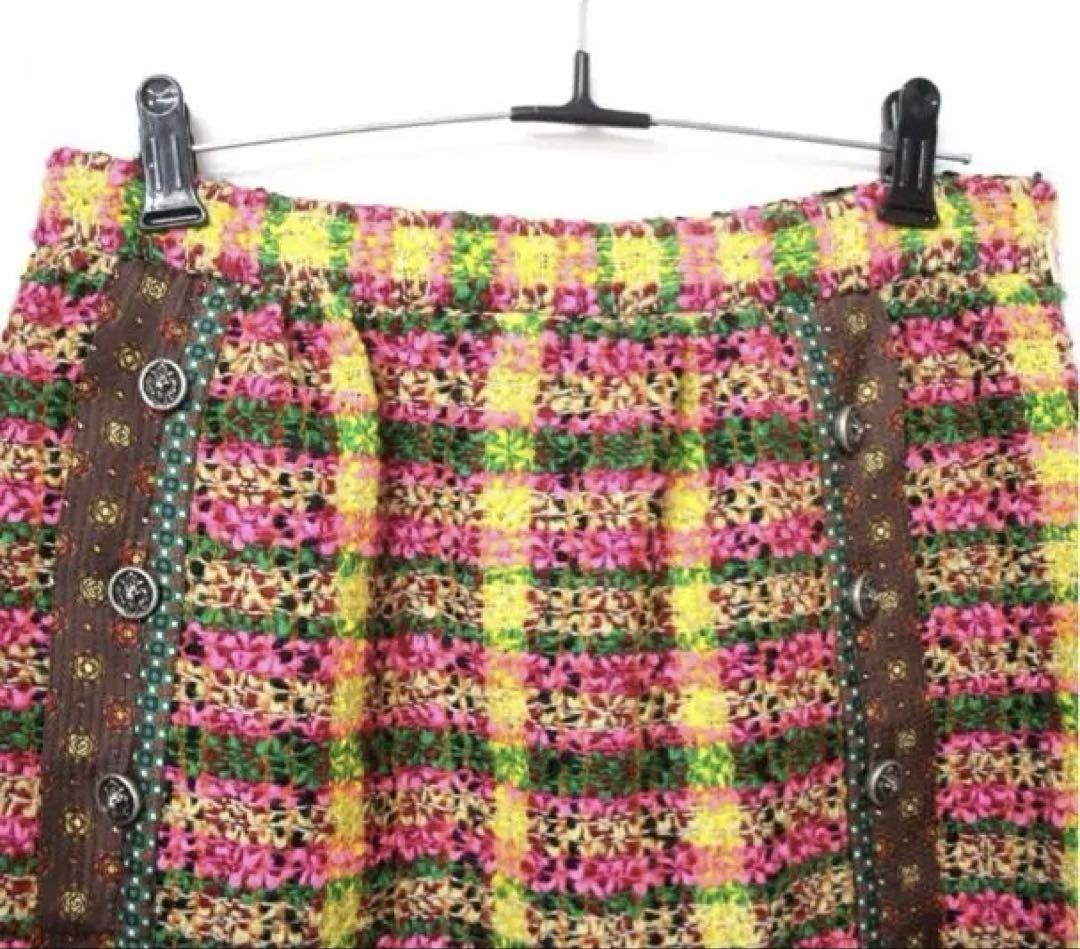 Gucci★素敵！Check Lion Head Buttons Tweed Skirt Gucci Tweed Skirt with Lion Head Buttons, Size: 40