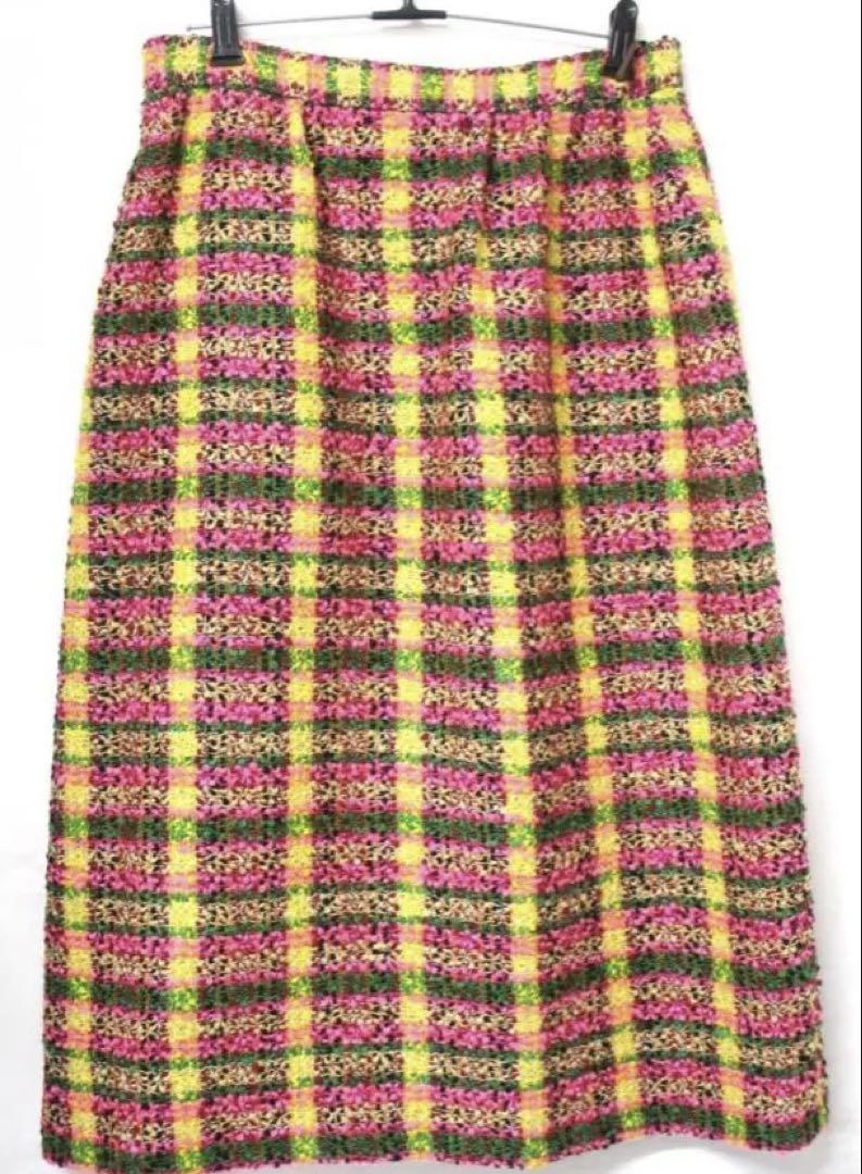 Gucci★素敵！Check Lion Head Buttons Tweed Skirt Gucci Tweed Skirt with Lion Head Buttons, Size: 40