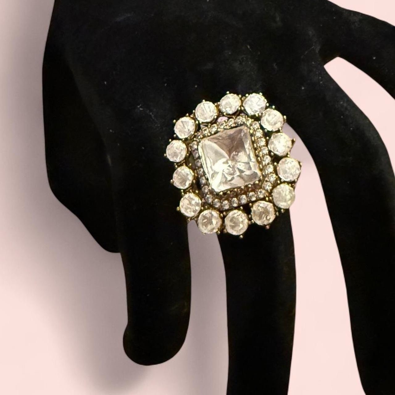 New | Indian Luxury Moissanite Gold Adjustable Ring (Design 3)