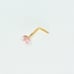 Solid 14kt gold nose piercing with a CZ crystal clear soft pink 20g New