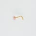 Solid 14kt gold nose piercing with a CZ crystal clear soft pink 20g New