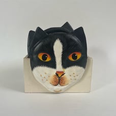 Vintage Cat Coasters in Holder All Wood Set