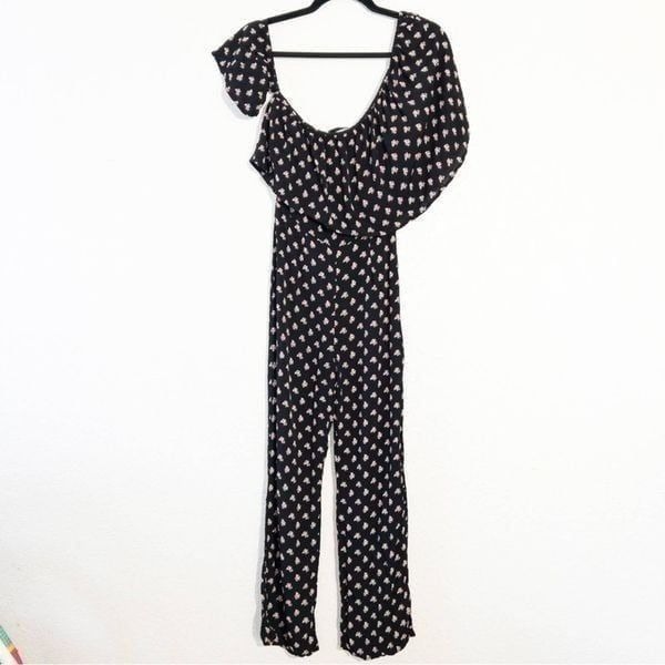 Flynn Skye Black Floral Claire Jumpsuit Size Small