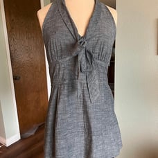 FEI Anthropologie Gray Denim Halter Top Large