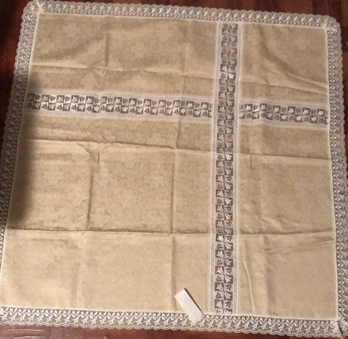 Handmade Embroidered Square Tablecloth Tapestry for center of table .