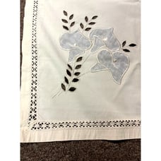 Vintage Large Table Linen Cream with Embroidery/Cutwork Floral Cala Lilly Design